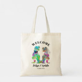 Funny T Rex Bride en Groom Wedding Welcome Tote Bag (Achterkant)