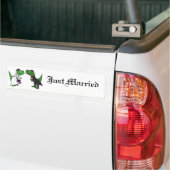 Funny T-rex Dinosaur Bride en Groom Wedding Art Bumpersticker (Op Truck)