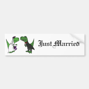 Funny T-rex Dinosaur Bride en Groom Wedding Art Bumpersticker
