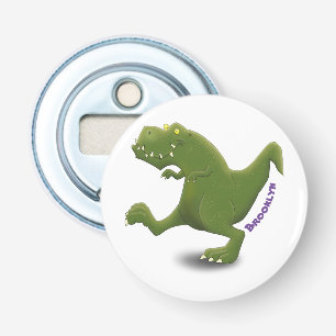 Funny T rex dinosaur cartoon humor Button Flesopener