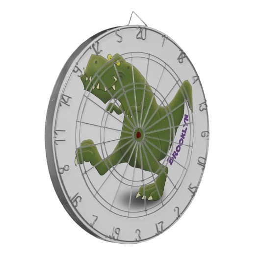 Funny T rex dinosaur cartoon humor Dartbord (Voorkant Links)