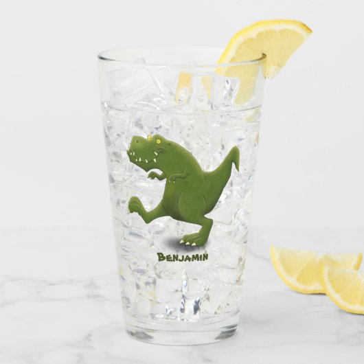 Funny T rex dinosaur cartoon humor Glas (Achterkant ijs)
