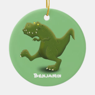 Funny T rex dinosaur cartoon humor Keramisch Ornament