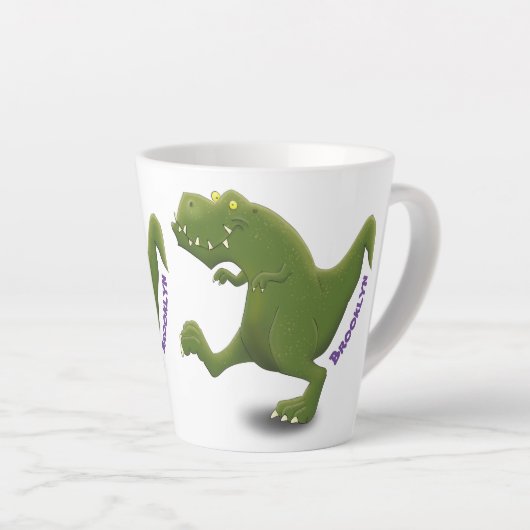 Funny T rex dinosaur cartoon humor Latte Mok (Rechterhoek)