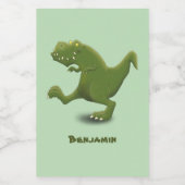 Funny T rex dinosaur cartoon humor Voedselcontainer Etiket (Enkel label)