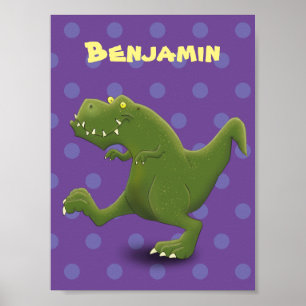 Funny t rex dinosaur cartoon poster