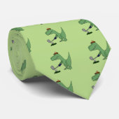 Funny T-Rex Dinosaur die Golf speelt Stropdas (Opgerold)