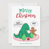 Funny T Rex Dinosaur Gingerbrood Cookie Kerstmis Feestdagenkaart (Voorkant)
