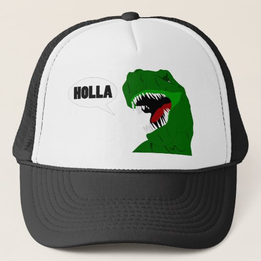 Funny T-rex Dinosaur Holla design Trucker Pet (Voorkant)