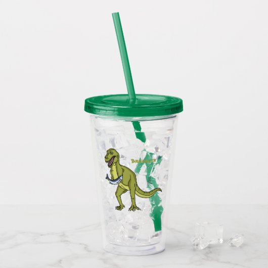 Funny T rex dinosaur illustratie Acryl Drinkbeker (Voorkant ijs)