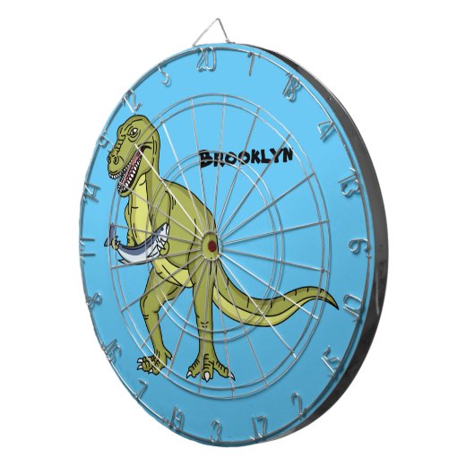 Funny T rex dinosaur illustratie Dartbord (Voorkant Rechts)