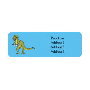 Funny T rex dinosaur illustratie Etiket