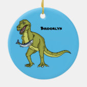 Funny T rex dinosaur illustratie Keramisch Ornament (Achterkant)