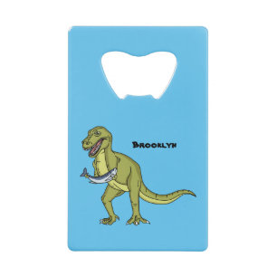 Funny T rex dinosaur illustratie Kredietkaart Flessenopener