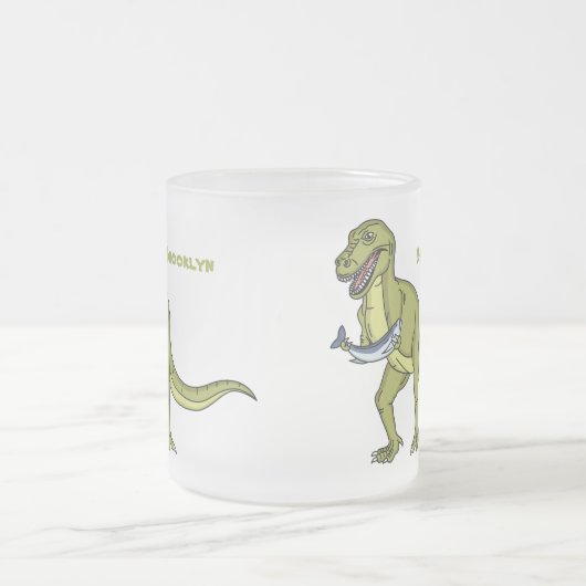 Funny T rex dinosaur illustratie Matglas Koffiemok (Center)