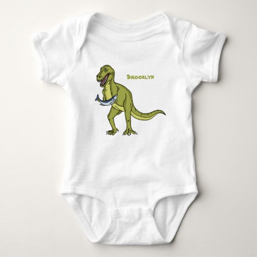 Funny T rex dinosaur illustratie Romper (Voorkant)