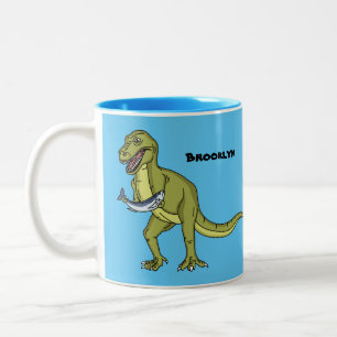 Funny T rex dinosaur illustratie Tweekleurige Koffiemok