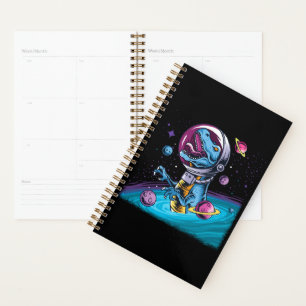 Funny T-Rex Dinosaur in de ruimte Planner