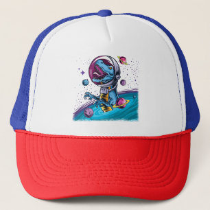 Funny T-Rex Dinosaur in de ruimte Trucker Pet