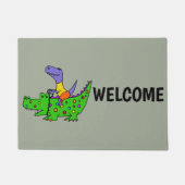 Funny T-rex Dinosaur Riding Alligator Deurmat (Voorkant)