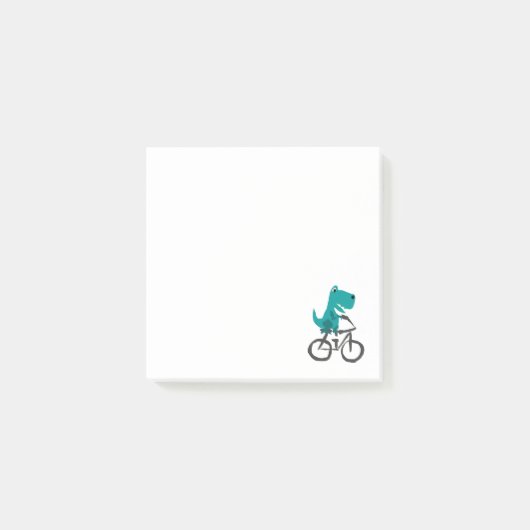 Funny T-rex Dinosaur Riding Bicycle Cartoon Post-it® Notes (Voorkant)