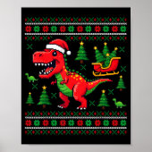 Funny T-rex Dinosaur Ugly Christmas Pajama Xmas Poster (Voorkant)