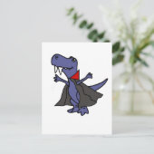 Funny T-rex Dinosaur Vampire Cartoon Briefkaart (Staand voorkant)
