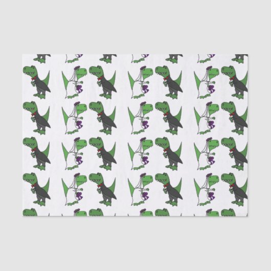 Funny T-rex Dinosaur Wedding Tissue Paper Tissuepapier (Voorkant)