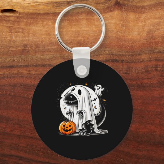 Funny T-rex Ghost Dinosaur Halloween Costume Tyran Sleutelhanger (Voorkant)