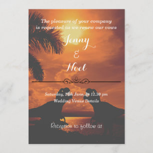 Funny T Rex Sunset Wedding Vows Renewal Kaart
