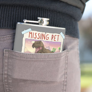 Funny T Rex Tshirt, Funny Missing Pet Tee, Dinosau Heupfles
