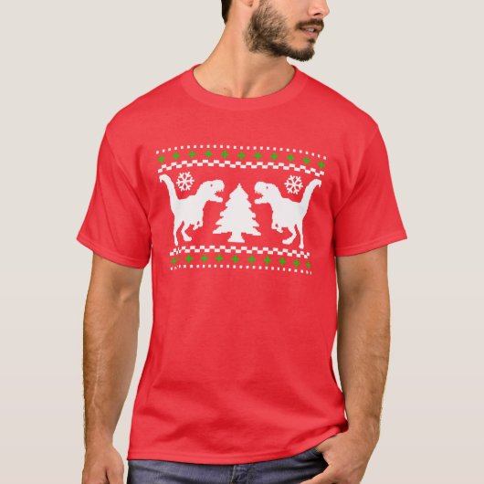Funny T-Rex Ugly met kerstkeuken T-shirt (Voorkant)
