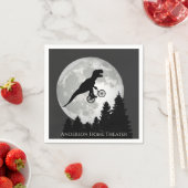 Funny T-Rex vliegend op fiets en volle maan Servet (Insitu)