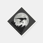 Funny T-Rex vliegend op fiets en volle maan Servet (Hoek)