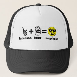 Funny T-Shirt Lacrosse + Beer = Geluk Trucker Pet