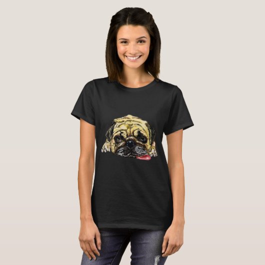 Funny T-Shirt met Pug Dog - Getierd (Voorkant volledig)