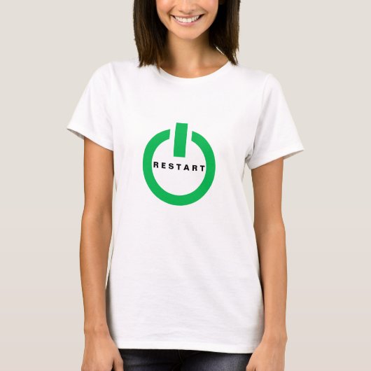 Funny T-Shirt met Reset Button en Restrat Tekst (Voorkant)