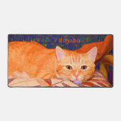 Funny Tabby Cat Bright Oranje Cute Bureaumat (Voorkant)