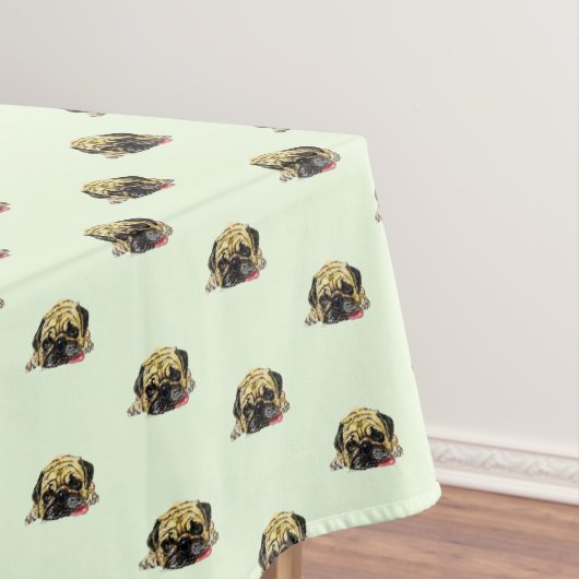 Funny Tablecloth met Pug Dog - Aangepaste kleuren Tafelkleed (Voorbeeld)