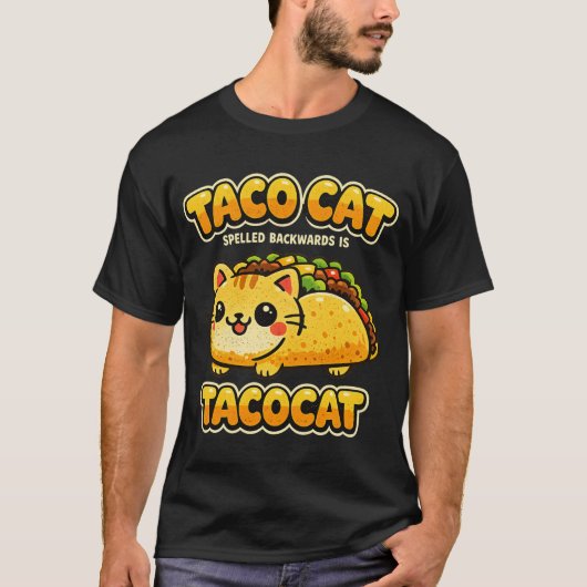 Funny Taco Cat Palindrome Cute Retro Foodie tshirt (Devant)