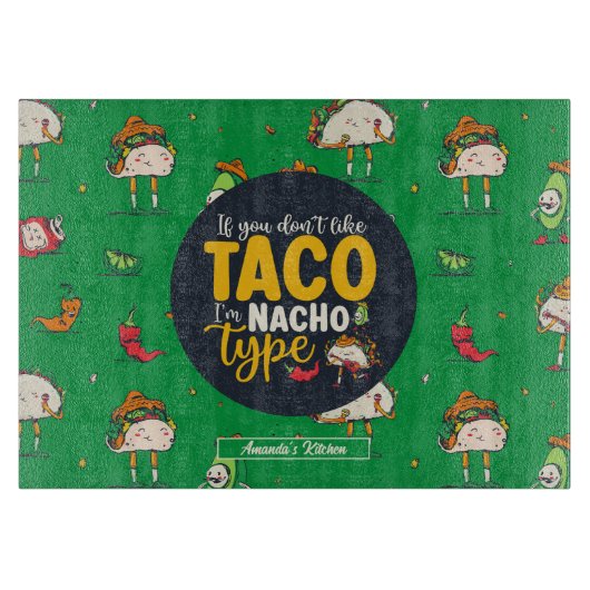 Funny Taco en Nachos Pun Cinco De Mayo Pattern Snijplank (Voorkant)