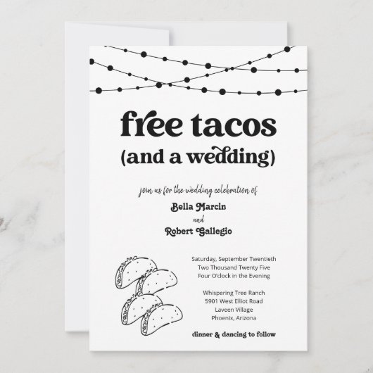 Funny Taco Faire-part de mariage - Free Tacos (Devant)