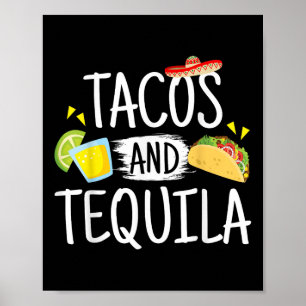 Funny Tacos en Tequila Mexican Sombrero T-shirt Gi Poster