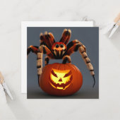 Funny Tarantula met Jack O' Lantern Halloween Kaart (Voorkant / Achterkant in situ)