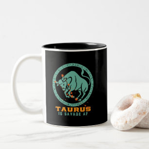 Funny Taurus Zodiac Star Sign Astrology Birthday Tweekleurige Koffiemok