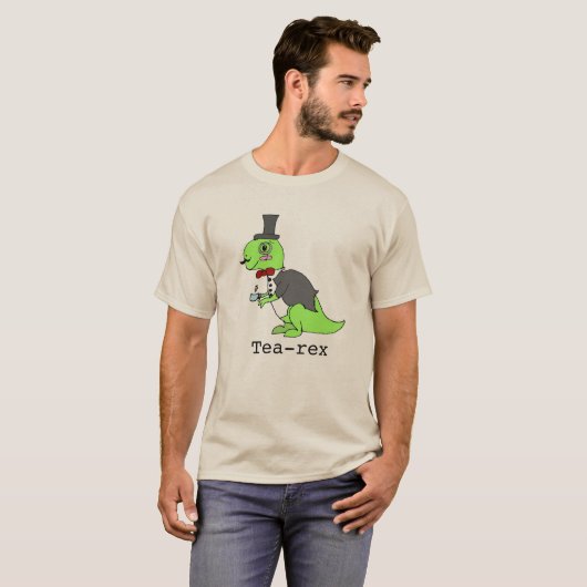 Funny "Tea-rex" Dinosaur T-shirt (Voorkant volledig)