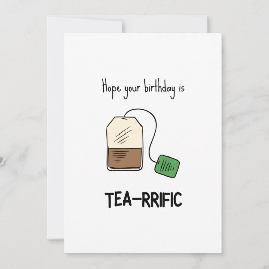 Funny Tea-rrific Pun Birthday Kaart (Voorkant)