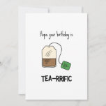 Funny Tea-rrific Pun Carte Anniversaire<br><div class="desc">J'espère que votre anniversaire est riche en thé - drôle de carte d'anniversaire de jeu de mots avec une illustration minimaliste d'un sac à thé</div>