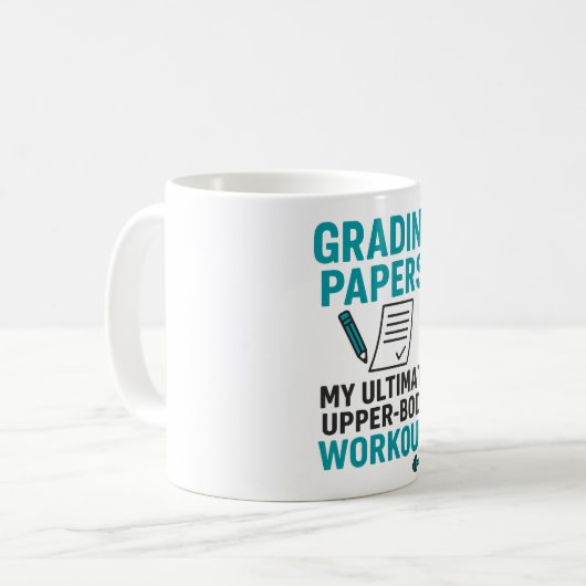 Funny Teacher Coffee Mug – "Grading Papers (Devant gauche)