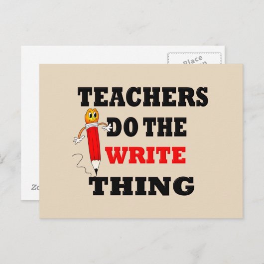 Funny Teacher doet het schrijven ding Briefkaart (Voorkant / Achterkant)